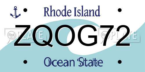 ZQOG72 Rhode Island License Plate