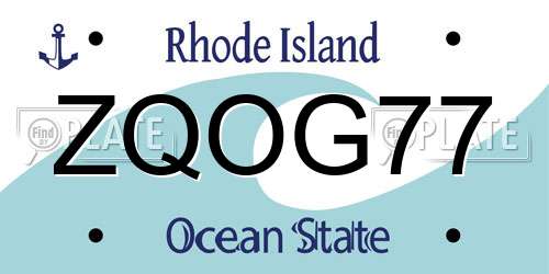 ZQOG77 Rhode Island License Plate