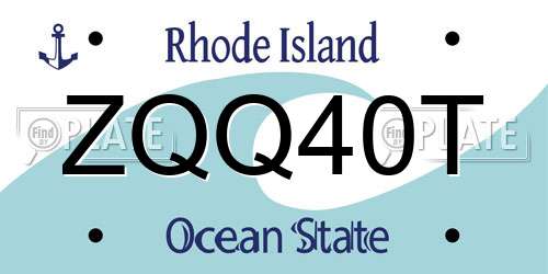 ZQQ40T Rhode Island License Plate