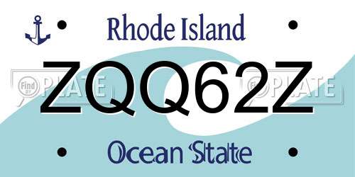 ZQQ62Z Rhode Island License Plate