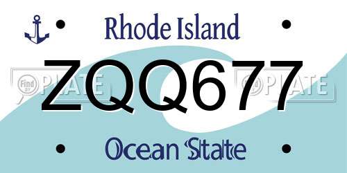 ZQQ677 Rhode Island License Plate