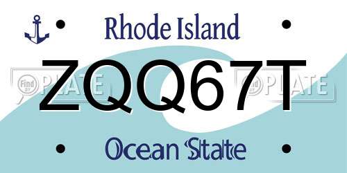 ZQQ67T Rhode Island License Plate
