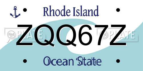 ZQQ67Z Rhode Island License Plate