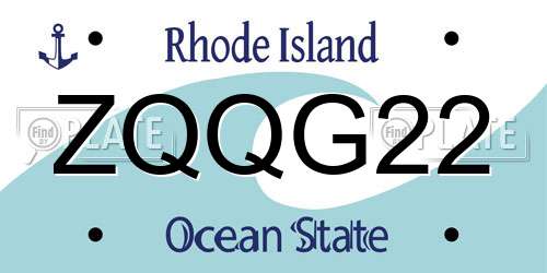ZQQG22 Rhode Island License Plate