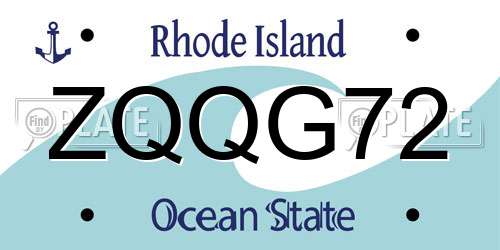ZQQG72 Rhode Island License Plate