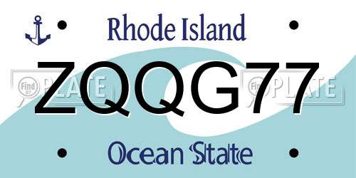 ZQQG77 Rhode Island License Plate