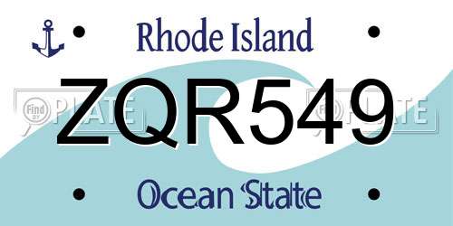 ZQR549 Rhode Island License Plate