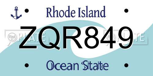 ZQR849 Rhode Island License Plate