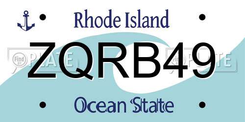 ZQRB49 Rhode Island License Plate