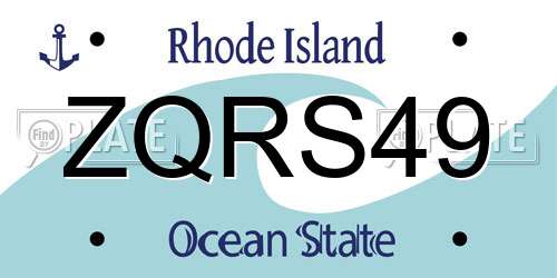 ZQRS49 Rhode Island License Plate