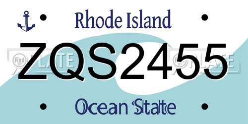 ZQS2455 Rhode Island License Plate