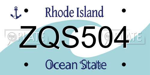 ZQS504 Rhode Island License Plate