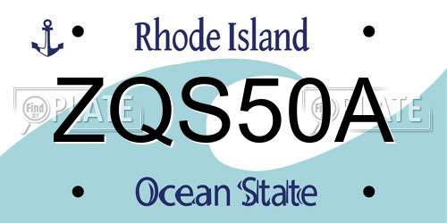 ZQS50A Rhode Island License Plate