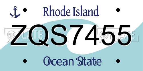ZQS7455 Rhode Island License Plate