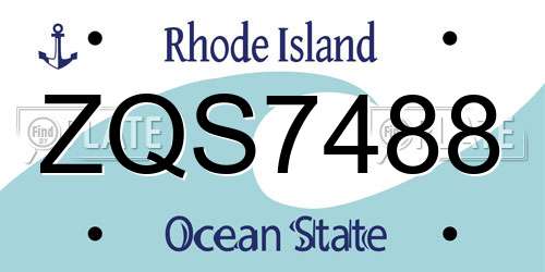 ZQS7488 Rhode Island License Plate