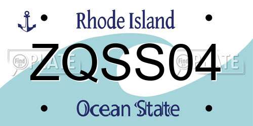 ZQSS04 Rhode Island License Plate