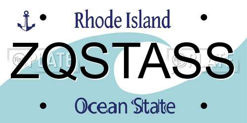 ZQSTASS Rhode Island License Plate