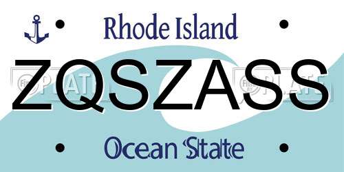 ZQSZASS Rhode Island License Plate