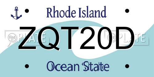 ZQT20D Rhode Island License Plate