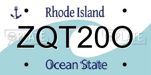 ZQT20O Rhode Island License Plate