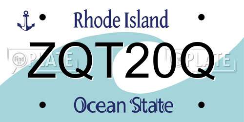 ZQT20Q Rhode Island License Plate
