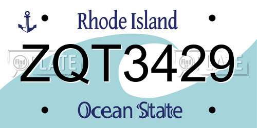 ZQT3429 Rhode Island License Plate