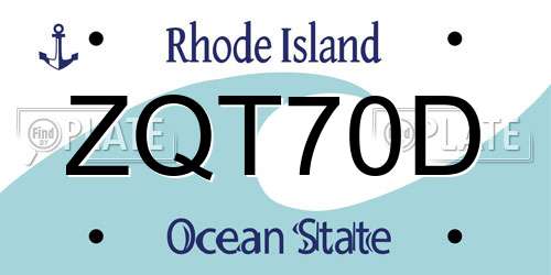 ZQT70D Rhode Island License Plate