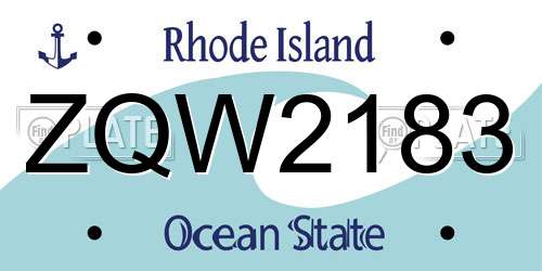 ZQW2183 Rhode Island License Plate