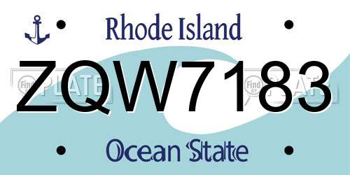 ZQW7183 Rhode Island License Plate