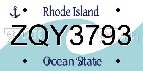 ZQY3793 Rhode Island License Plate