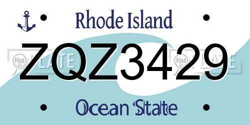 ZQZ3429 Rhode Island License Plate