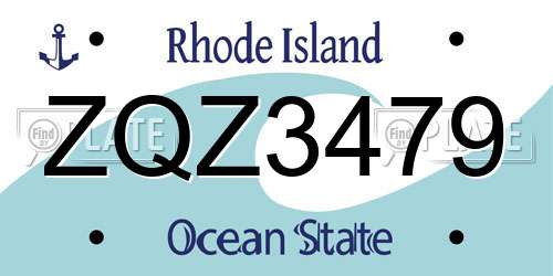 ZQZ3479 Rhode Island License Plate