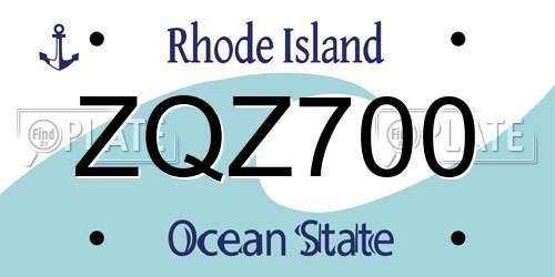ZQZ700 Rhode Island License Plate