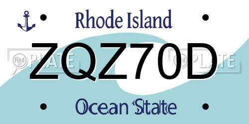 ZQZ70D Rhode Island License Plate