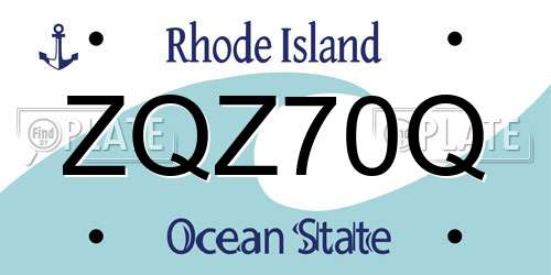 ZQZ70Q Rhode Island License Plate