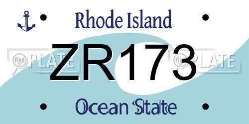 ZR173 Rhode Island License Plate
