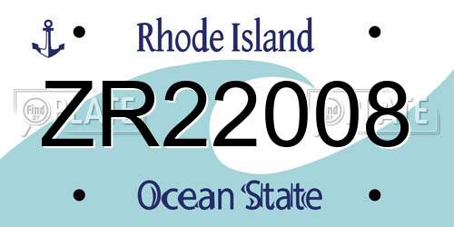 ZR22008 Rhode Island License Plate