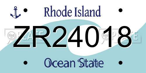 ZR24018 Rhode Island License Plate