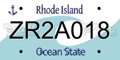 ZR2A018 Rhode Island License Plate