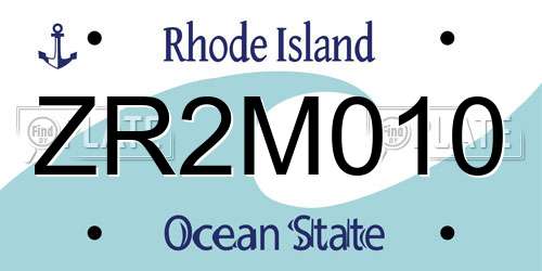 ZR2M010 Rhode Island License Plate