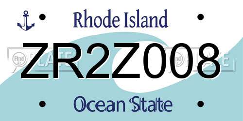 ZR2Z008 Rhode Island License Plate