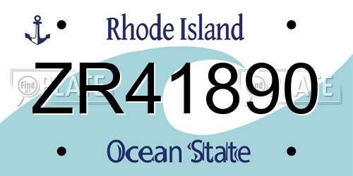 ZR41890 Rhode Island License Plate