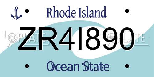 ZR4I890 Rhode Island License Plate