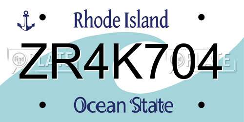 ZR4K704 Rhode Island License Plate