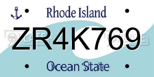 ZR4K769 Rhode Island License Plate