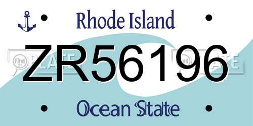 ZR56196 Rhode Island License Plate