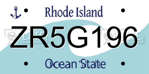 ZR5G196 Rhode Island License Plate