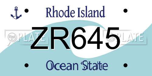 ZR645 Rhode Island License Plate