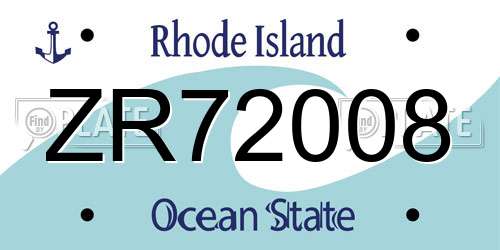ZR72008 Rhode Island License Plate