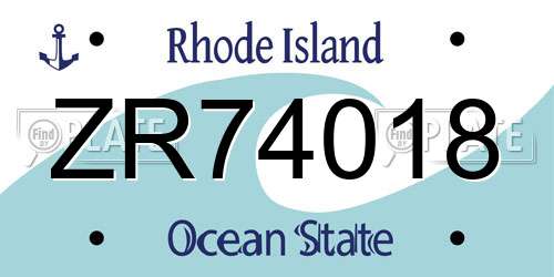 ZR74018 Rhode Island License Plate